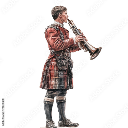Scottish Indie Comedy, watercolor clipart vector, isolated on a white background.