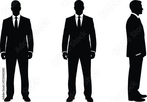 Businessman silhouettes, corporate suit vector, professional attire artwork, office worker design, abstract male figure illustration, isolated business graphic, formal wear