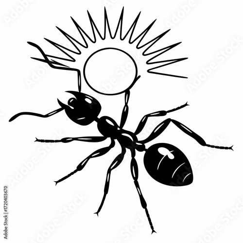 Sun veil ant silhouette on white background