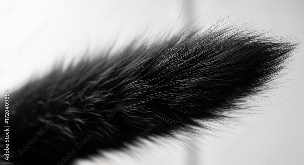 Obraz premium Close Up of a Black Cat Tail Furry Texture and Detail A Study in Monochrome Animal Anatomy and Natural Beauty A Simple Yet Striking Image