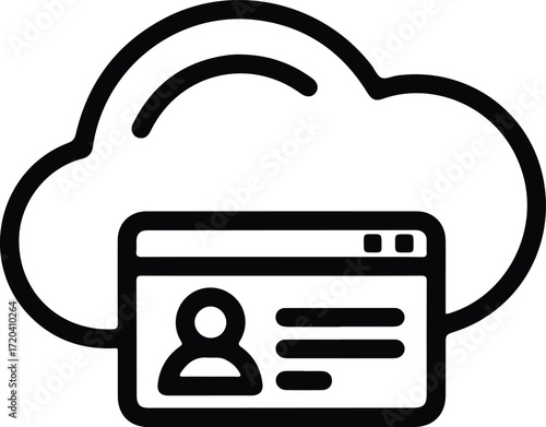 Silhouette cloud computing identity access management vector illustration