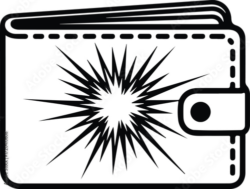 Silhouette exploding wallet showing financial crisis money loss vector illustration