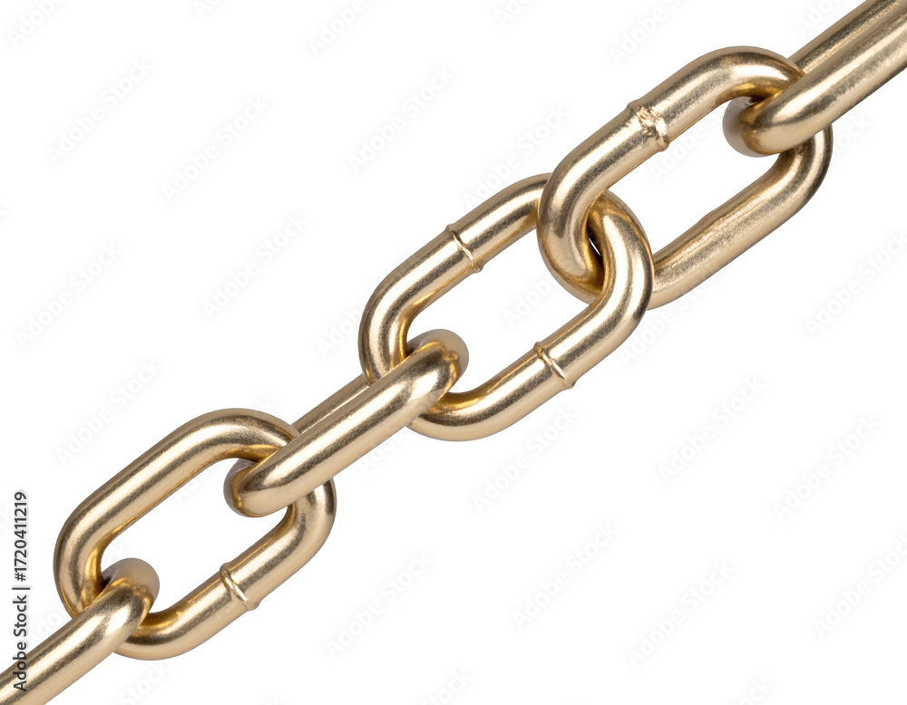 Fototapeta premium Close-up of a shiny golden chain showcasing its intricate design and sturdy construction for various uses.