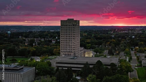 Wallpaper Mural The north dakota state capitol stands tall against a dramatic sunset sky Torontodigital.ca