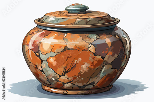 vector of Stone patina (marble or granite)
The surface of the jar is covered with colors and techniques that evoke the appearance of natural stone (such as marble or granite).