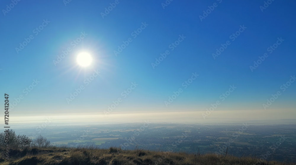 Fototapeta premium Bright Sunny Day Landscape from Hilltop