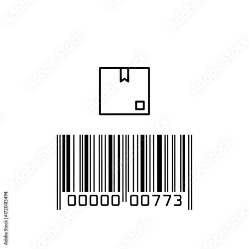 A simple graphic of a box above a barcode.