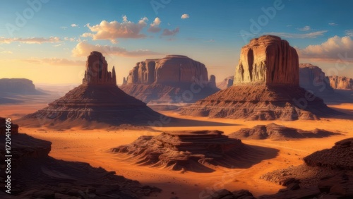Desert landscape at sunset
