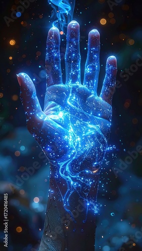 A glowing hand, imbued with light