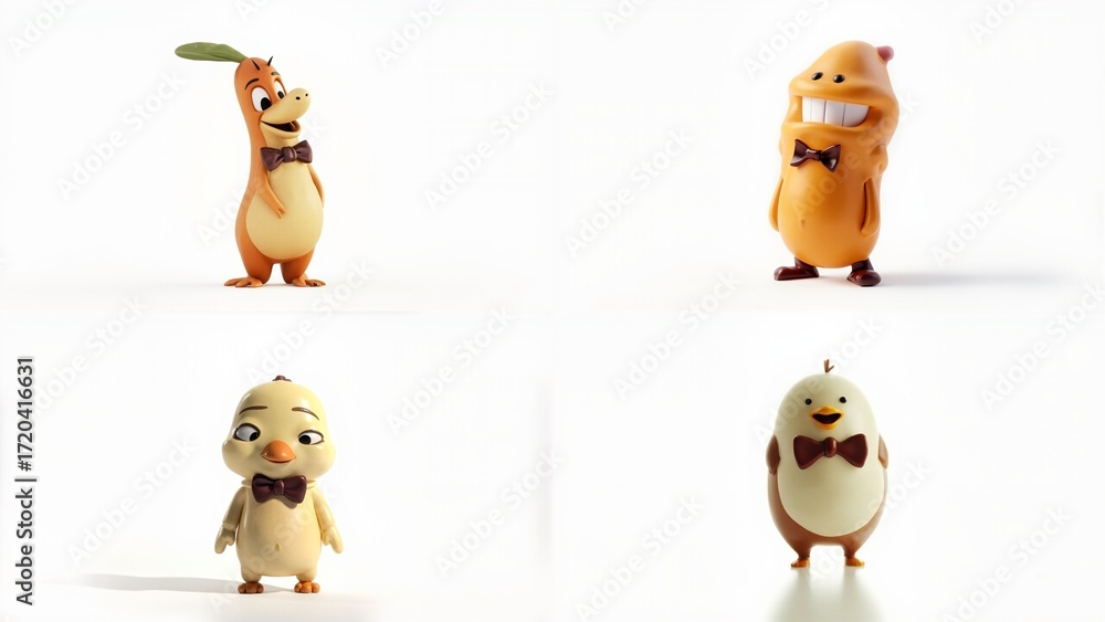 Obraz premium A series of six images chicken in different poses background design depth frame gesture backgrounds emotion illustration creative expression layers movement figure scene motion style