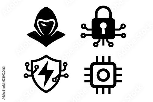 Cybersecurity Icons and Shields