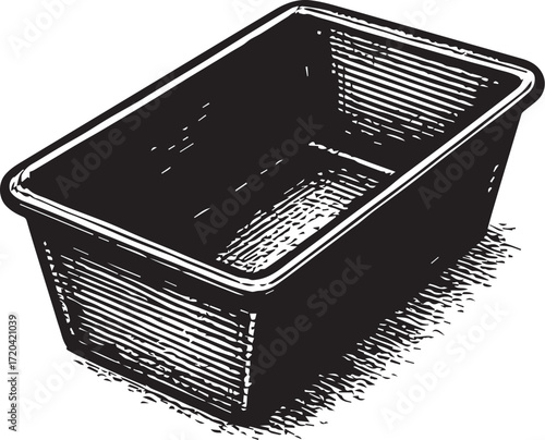 Vintage etching style loaf pan illustration for bread and baking