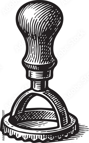 Engraved ravioli stamp etching in linocut illustration style, monochrome pasta-making tool artwork