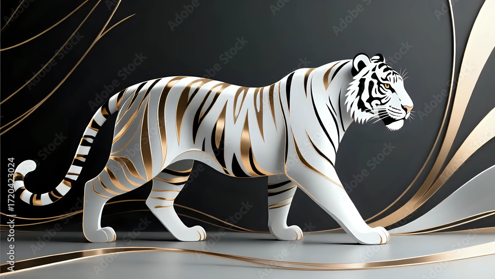 Fototapeta premium Tiger on white background
