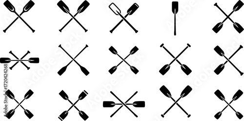 Paddle icon vector set. Oar illustration sign collection. Rowing symbol or logo.