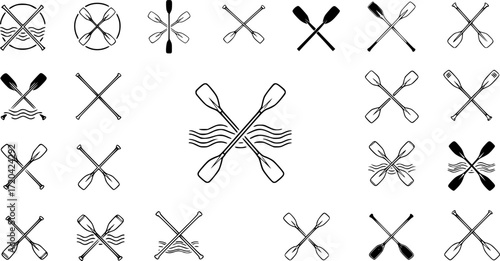 Paddle icon vector set. Oar illustration sign collection. Rowing symbol or logo.