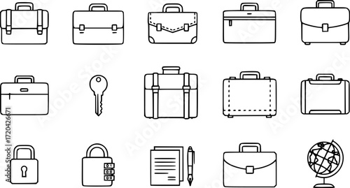 Premium pack of briefcase line icons.