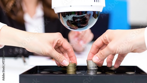 Surveillance Camera Observes Financial Transaction