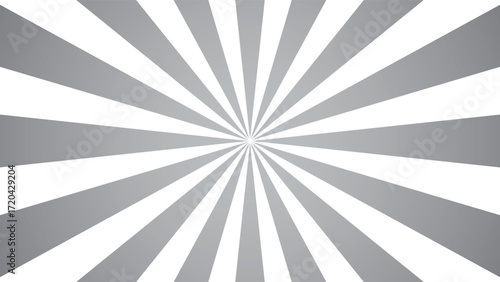 Monochromatic radial burst pattern with alternating white and gray stripes