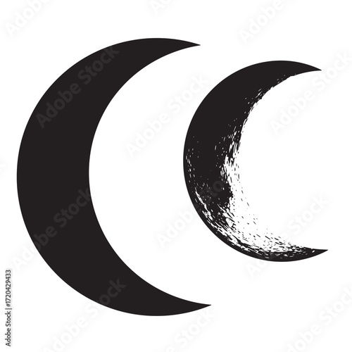 Abstract black crescent moons symbolizing night dark moon phases and celestial bodies