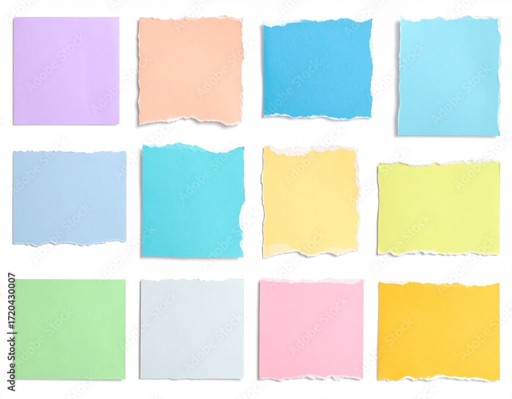 Fototapeta premium Colored paper torn edges set