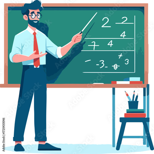 Male_Teacher_Giving_Math_Lesson_at_Chalkboard_–_Classroom_Education,_Teaching