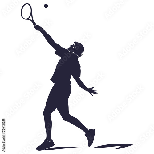 Tennis player serving ball silhouette