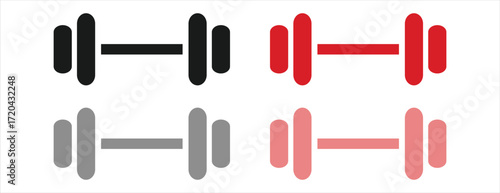 dumbbell icons in various colors, fitness and workout equipment