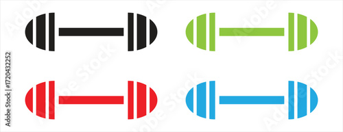 colorful flat dumbbells, workout equipment