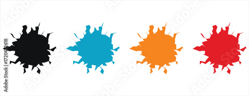 Set of shattered and broken shape icons, abstract vector graphic