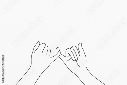 Two hands making pinky promise gesture on white background