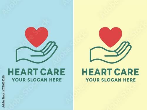 Heart in hand logo template for charity or medical health concepts..eps