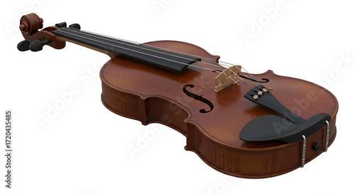 Acoustic violin isolated on white background