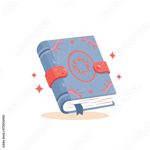 Enchanted Spellbook with Intricate Cover Design and Magical Aura.