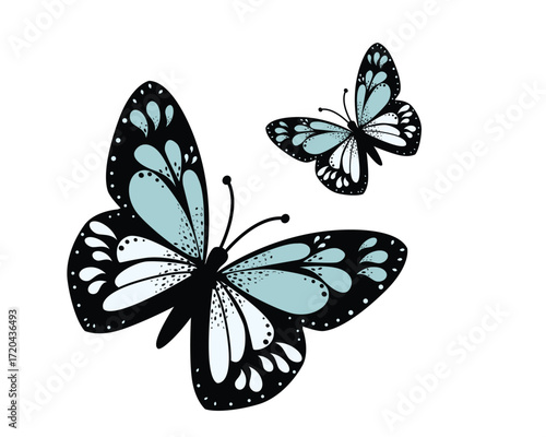 set of blue butterflies positive quote motivational etc fashion prints	