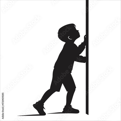 Child playing hide and seek silhouette