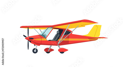 Red and Yellow Ultralight Airplane Vector Illustration