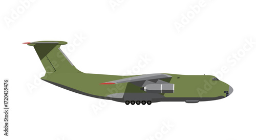 Illustration of a Military Cargo Plane on White Background