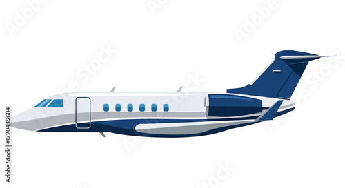 Luxury Private Jet Vector Illustration on White Background
