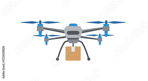 Drone Delivery Icon, Flat Vector Illustration