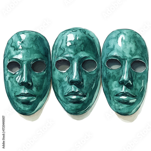 Korean Mud Masks, watercolor vector, isolated on a white background.