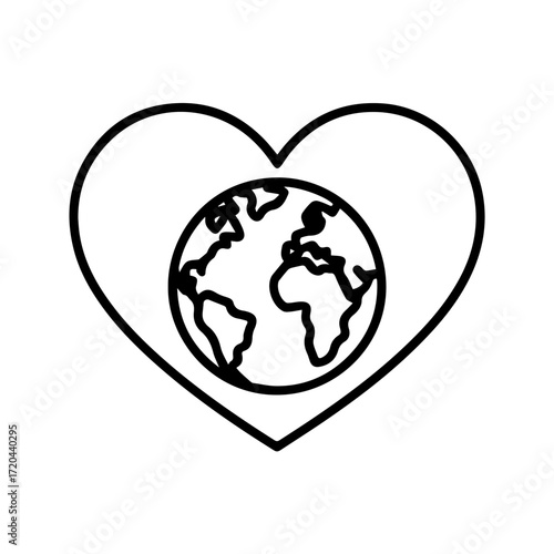 Embrace global unity with our Earth-in-Heart icon, a symbol of love for our planet and environmental harmony, perfect for eco-friendly brands and sustainable initiatives