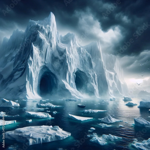 A melting polar ice caps, Ai generated image