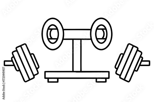 Minimal Line Art Fitness and Gym Equipment Icons Vector on White Background