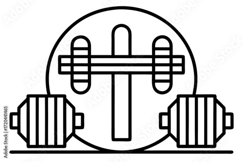 Minimal Line Art Fitness and Gym Equipment Icons Vector on White Background