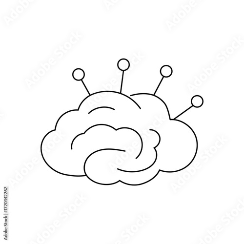 Brain with nodes symbolizing neural connections and networks
