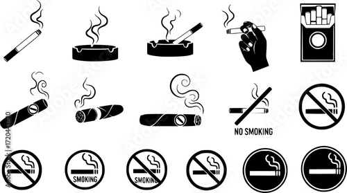 Cigarette icon vector set. Cigar illustration sign collection. smoke symbol. Smoking area logo.
