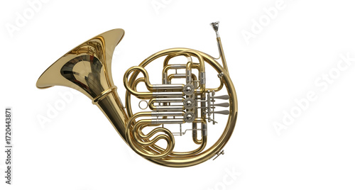 Buy professional french horn brass instrument for orchestra band on transparent background