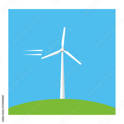 Clean energy turbine on green hill generates power, promoting sustainability and environmental responsibility for a brighter future via wind energy solutions
