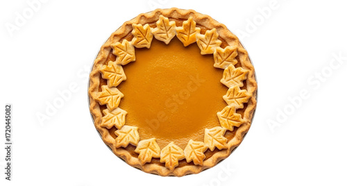 Delicious homemade pumpkin pie recipe for thanksgiving dessert on transparent background